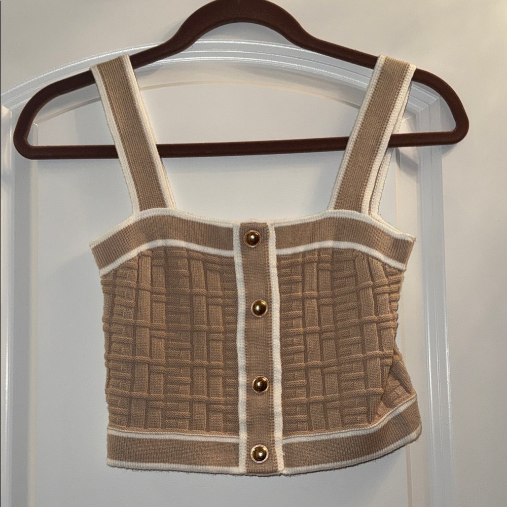Stylish Tan Button-Up Women's Top